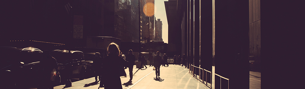 City workers walking down a street